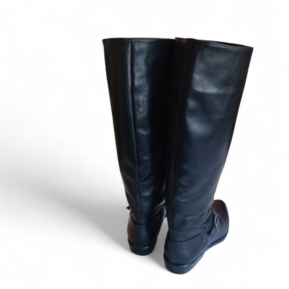 Jessica Black Leather Riding Boots Size 6B, Genuine Leather, Buckle Detail VTG - Picture 4 of 14